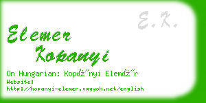 elemer kopanyi business card